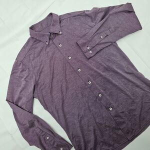 David Donahue Fusion Dress Shirt Men's Size 16 Large Purple Soft Cotton Preppy